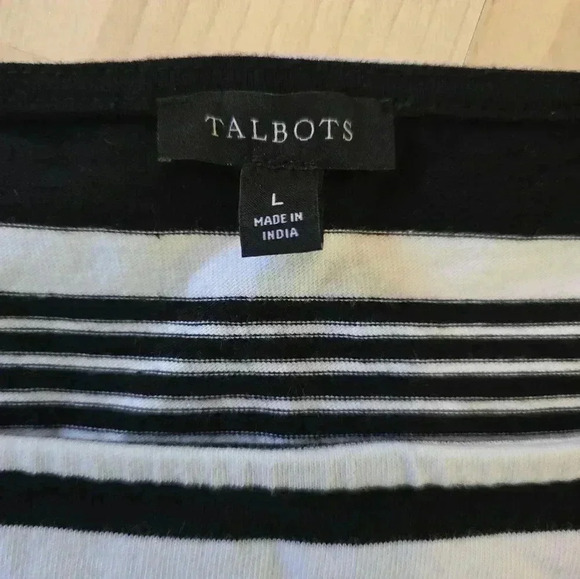 Talbots square neck striped top size large 3/4 sleeve - Picture 6 of 7